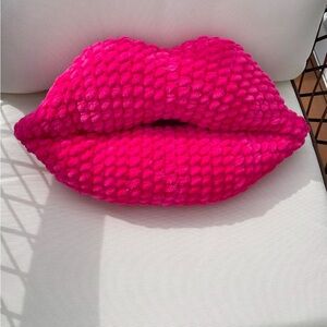 Plush Pink Lip-Shaped Pillow